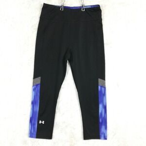Under Armour Womens Pants Legging 7/8 Capri Compression Black‎ Blue Pull On S